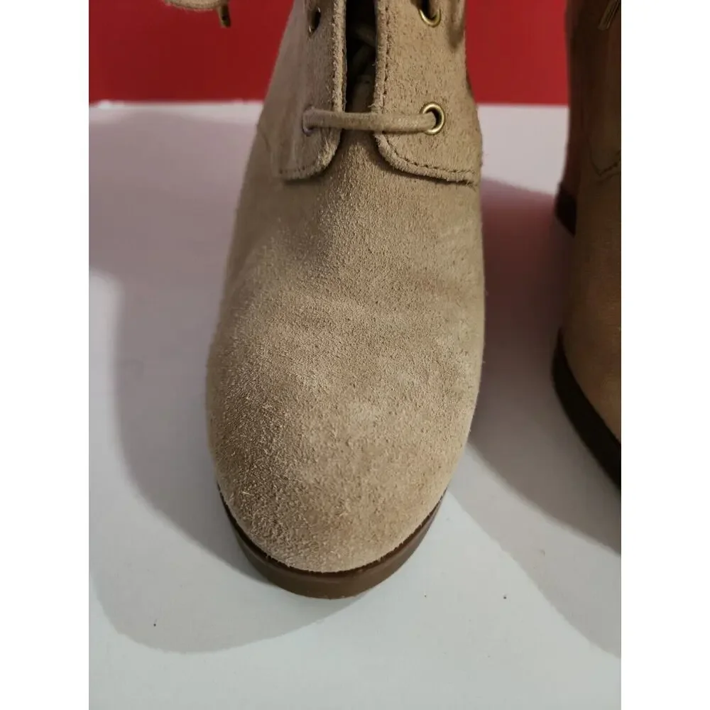 Womens MICHAEL KORS 160260 Beige Suede Wedge Boots sz. 10 M
